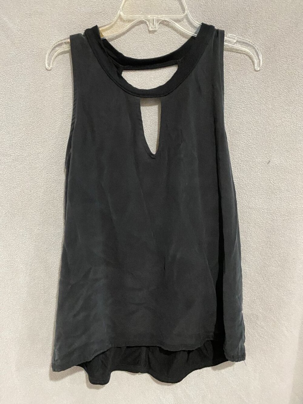 Feel The Piece by Terre Jacobs Black Silk Keyhole Tank Top Size Small